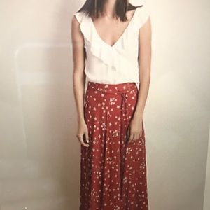 Velvet by Graham Spencer Tie Floral Midi Skirt L